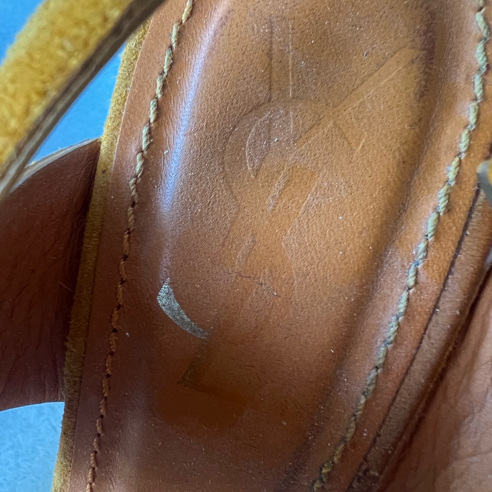 Yves Saint Laurent | YSL | Deauville Cork Heel Wedge Sandals | Yellow Marigold - Picture 8 of 8